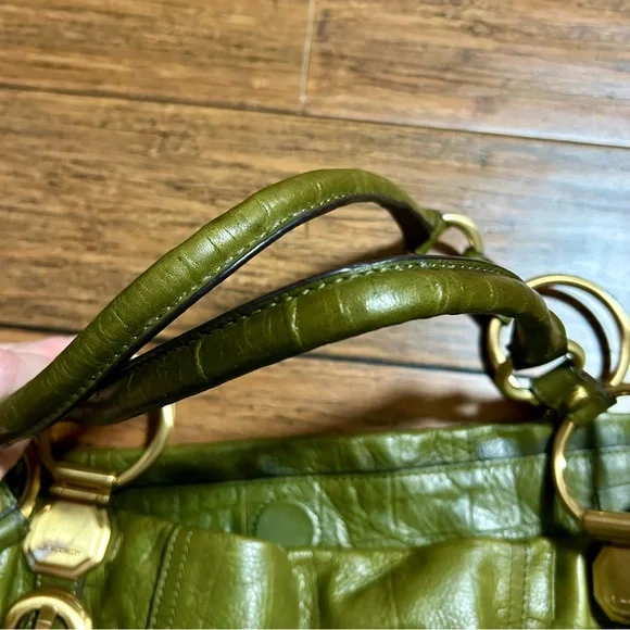 B Makowsky Olive Green Leather Hobo Bag Purse - Picture 6 of 14
